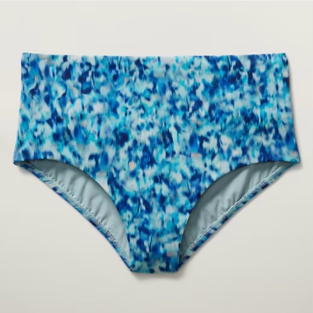 🆕 NWOT Athleta High Waist Swim Bottom Bikini Dark Lapis Blue Print Size Medium - Picture 5 of 14